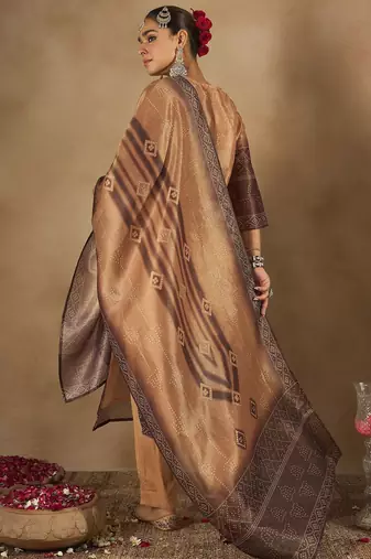 Floral Embroidered Embellished V-Neck Straight Kurta with Trouser And Dupatta