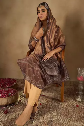 Floral Embroidered Embellished V-Neck Straight Kurta with Trouser And Dupatta