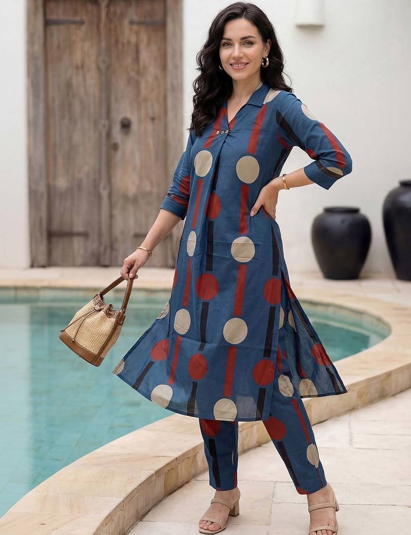 Women Printed Regular Pure Cotton Kurta with Trousers