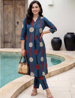 Women Printed Regular Pure Cotton Kurta with Trousers 6
