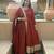 Dark Orange sequin And Embroidery Work Silk Blend Salwar Suite