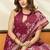 Rani pink printed cotton blend saree with ethnic border & pallu