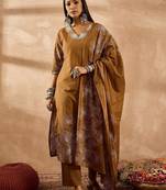 Women Floral Embroidered Regular Sequinned Pure Cotton Kurta with Trousers & With Dupatta