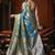 Aqua blue jacquard silk blend saree with zari floral weave