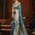 Aqua blue jacquard silk blend saree with zari floral weave