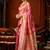 Rani pink jacquard silk blend saree with zari floral weave