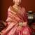 Rani pink jacquard silk blend saree with zari floral weave