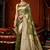 Olive green jacquard silk blend saree with zari floral weave