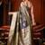 Dark grey jacquard silk blend saree with zari floral weave