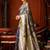 Dark grey jacquard silk blend saree with zari floral weave