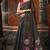 Black cotton blend floral printed saree with multicolor floral motifs