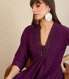 Embroidered Panelled Sequinned A-Line Kurta with Trousers