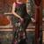 Black cotton blend floral printed saree with multicolor floral motifs