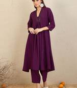 Embroidered Panelled Sequinned A-Line Kurta with Trousers