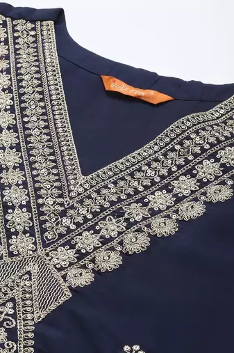 Ethnic Motifs Embroidered Zari Kurta With Trousers & Dupatta