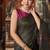 Black cotton blend floral printed saree with multicolor floral motifs