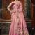 Baby pink cotton blend floral printed saree with multicolor floral motifs