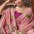 Baby pink cotton blend floral printed saree with multicolor floral motifs