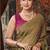 Brown cotton blend floral printed saree with multicolor floral motifs