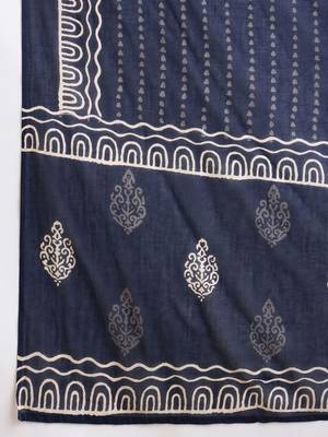Floral Printed Pure Cotton Straight Kurta With Trousers & Dupatta 4