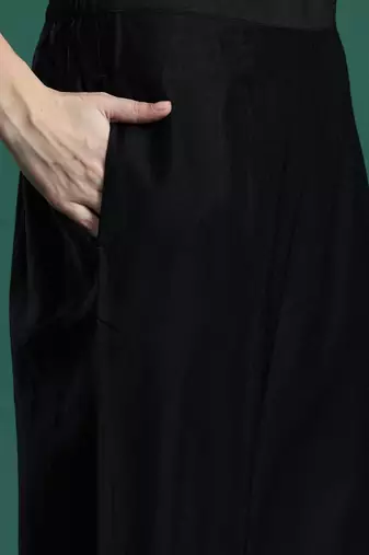 Ethnic Motifs Zari Embroidered Liva Kurta With Trousers & Dupatta