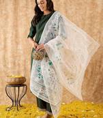 Straight Sequinned Liva Kurta with Palazzos & Dupatta
