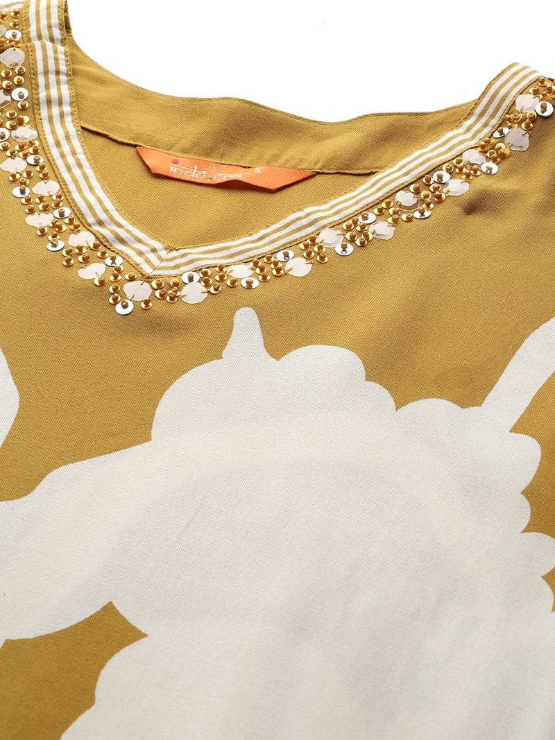 Bold Floral Printed Sequinned Kurta with Salwar Set