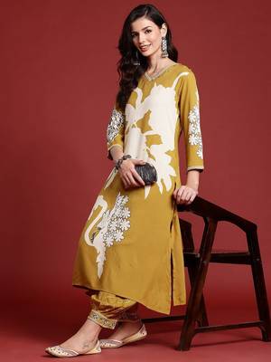 Bold Floral Printed Sequinned Kurta with Salwar Set 7