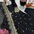 black color sequin embroidery silk blend gown set