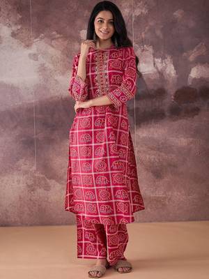 Ethnic Motifs Printed Mirror Work Pure Cotton Kurta With Trousers 4