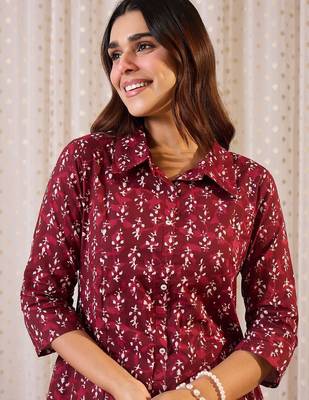 Women Floral Printed Pure Cotton Anarkali Kurta with Trouser 2