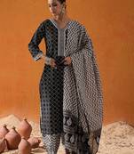 Printed Regular Pure Cotton Kurta with Salwar & Dupatta