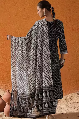 Printed Regular Pure Cotton Kurta with Salwar & Dupatta