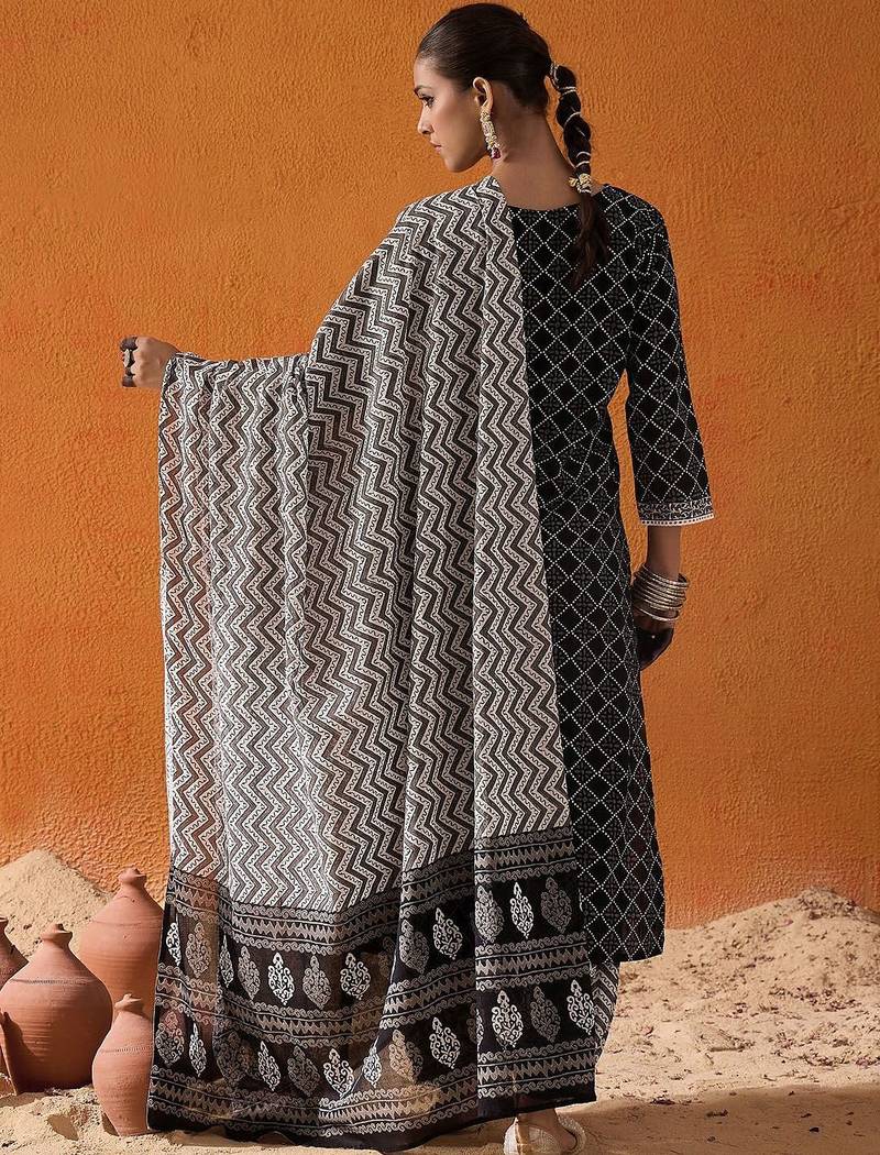 Printed Regular Pure Cotton Kurta with Salwar & Dupatta