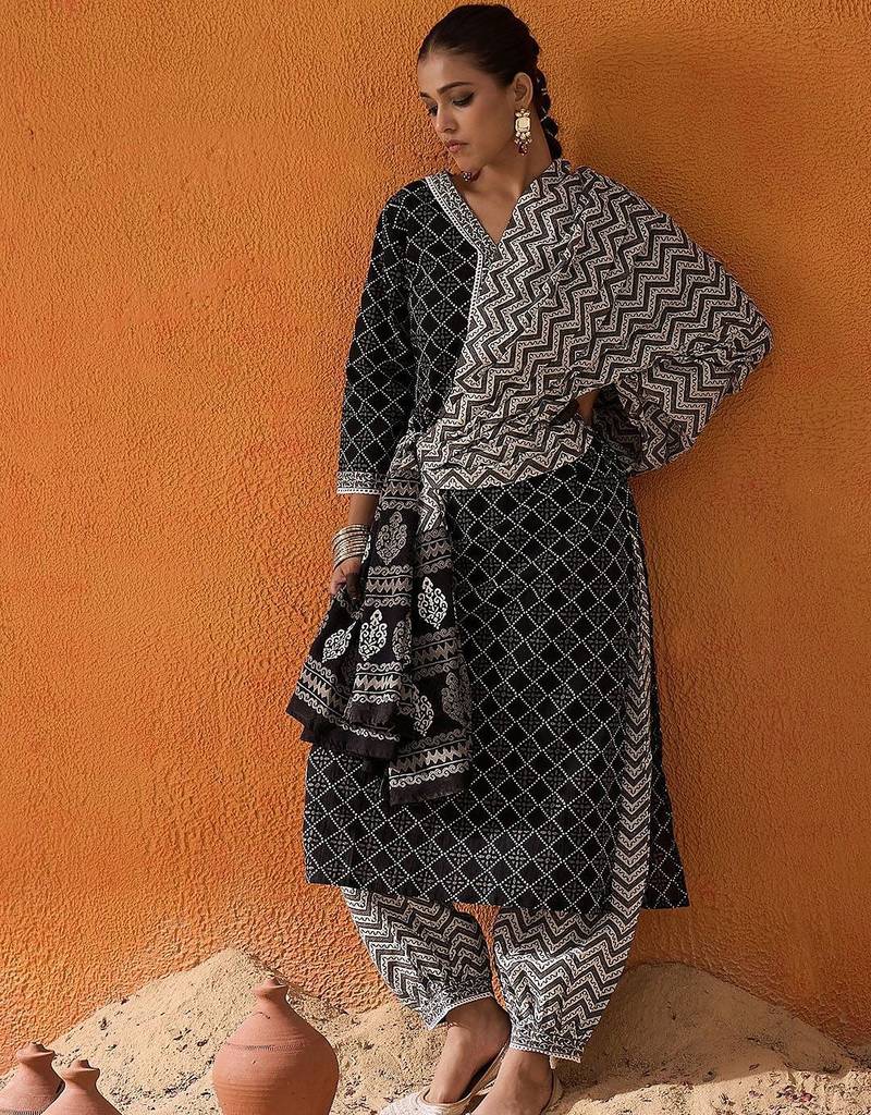 Printed Regular Pure Cotton Kurta with Salwar & Dupatta