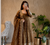 coffee color sequin embroidery silk blend gown set