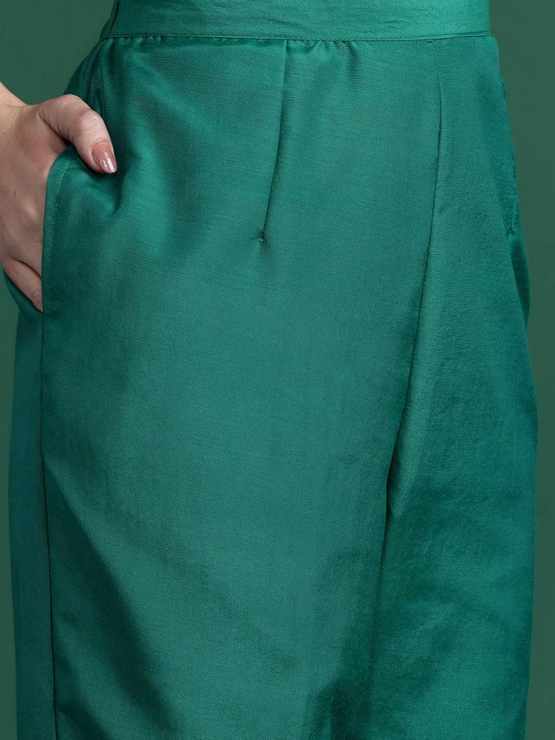 Ethnic Motifs Woven Design Kurta with Trousers & With Dupatta