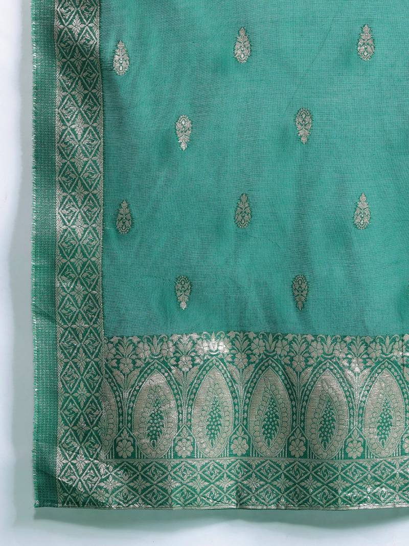 Ethnic Motifs Woven Design Kurta with Trousers & With Dupatta