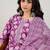 Purple Floral Printed Mirror Work Pure Cotton Kurta with Trousers & Dupatta