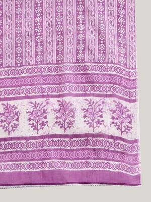 Purple Floral Printed Mirror Work Pure Cotton Kurta with Trousers & Dupatta 4