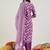 Purple Floral Printed Mirror Work Pure Cotton Kurta with Trousers & Dupatta