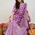 Purple Floral Printed Mirror Work Pure Cotton Kurta with Trousers & Dupatta