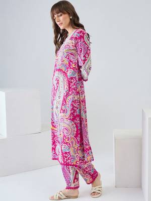 Women Paisley Printed Regular Pure Cotton Kurta with Trousers 3