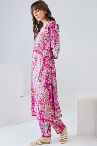 women paisley printed regular  cotton kurta with trousers
