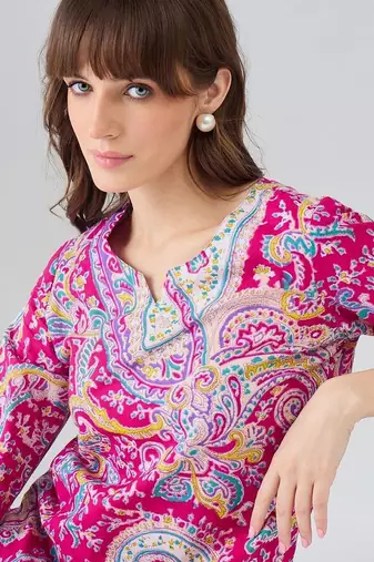 women paisley printed regular  cotton kurta with trousers