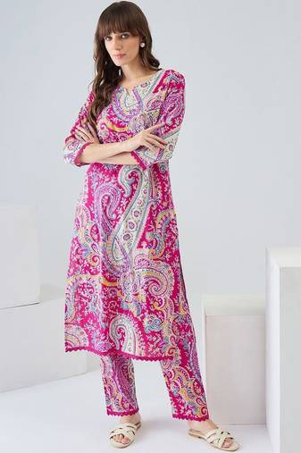 Women Paisley Printed Regular Pure Cotton Kurta with Trousers