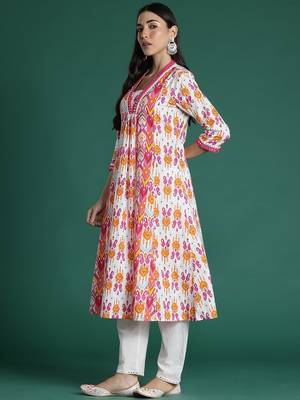 Ethnic Motifs Printed Mirror Work Pure Cotton Kurta with Trousers & With Dupatta 1