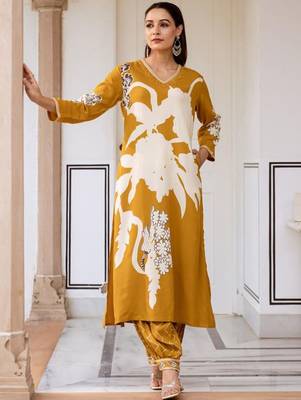 Floral Printed Sequinned Kurta With Salwar 1