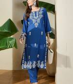 Floral Embroidered Straight Kurta with Trousers