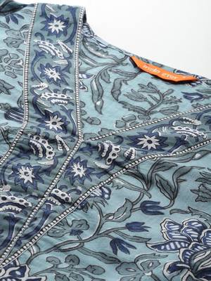 Floral Printed Regular Pure Cotton Kurta with Trousers & Dupatta 2